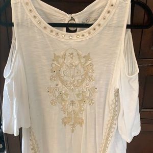 Cold Shoulder Chico’s Embellished T-shirt